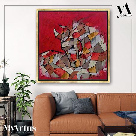 Tableau artistique - Tableau chevale rouge couteau sur toile - Nouveauté et originalité