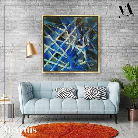 Tableau artistique - Tableau Abstrait Bleu couteau sur toile - Nouveauté et originalité