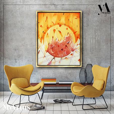 Tableau artistique - Tableau Abstrait Orange couteau sur toile - Nouveauté et originalité