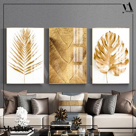 Composition 3 Tableau murales des feuille de brun d'automne