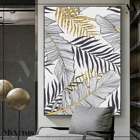 Motif harmonieux de banane et feuilles de palmier