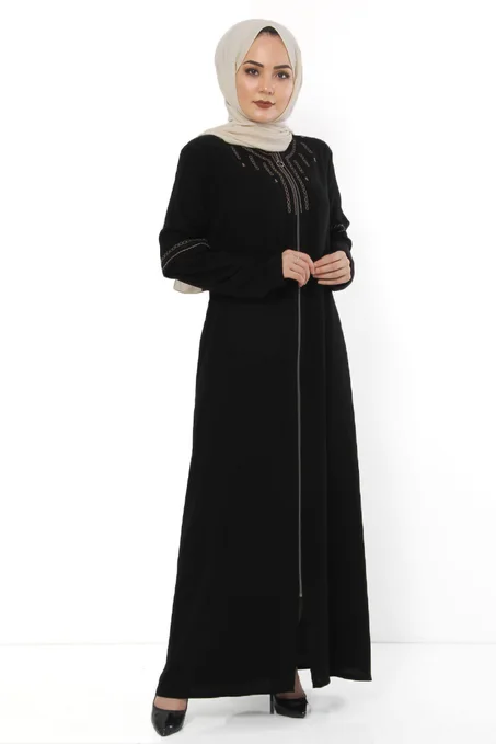 عباية سوداء مطرزة مقاس كبير نسائية