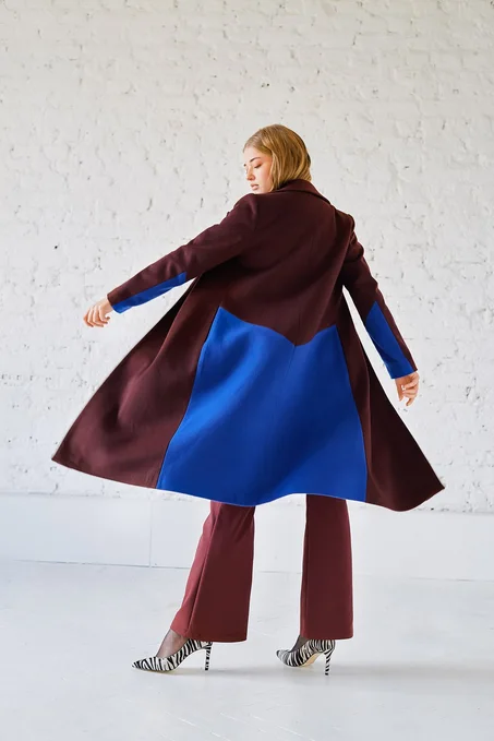 معطف كحلي عنابي نسائي