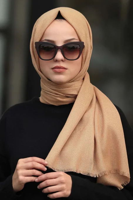 شال قطن ذهبي لامع نسائي