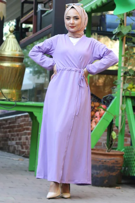 عباية ليلاه برباط خصر لف نسائية