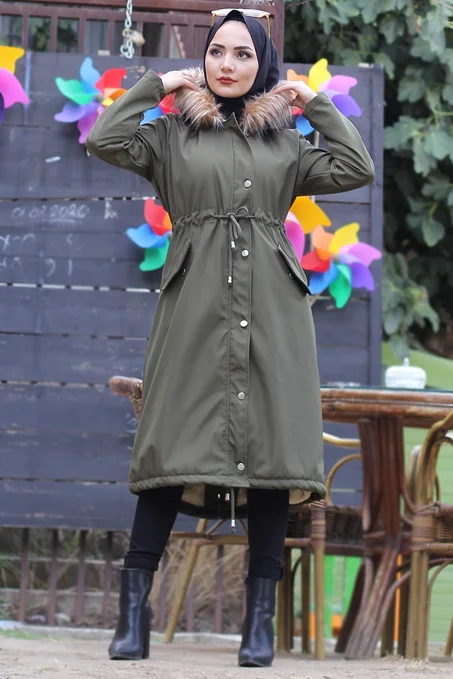 معطف هودي بفرو داخلي نسائي