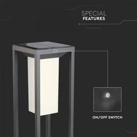 VT-66 2W LED SOLAR BOLLARD WITH SAMSUNG LED CHIP 3000K