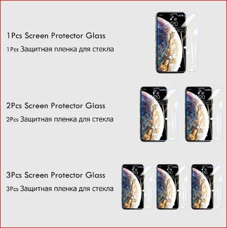 1-3Pcs Full Cover Glass on the For iPhone X XS Max XR Tempered Glass For iPhone 7 8 6 6s Plus 5 5S SE 11 Pro Screen Protector