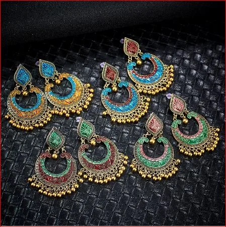 SHUANGR Vintage Hollow Flower Indian Fringed Tassel Earrings For Women Gypsy Jewelry Sliver Color Antique Ethnic Drop Earrings