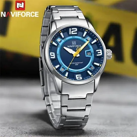 ساعة NAVIFORCE  Fashion Trend للرجال كوارتز بحزام من الجلد الرفيع  مقاومة للماء