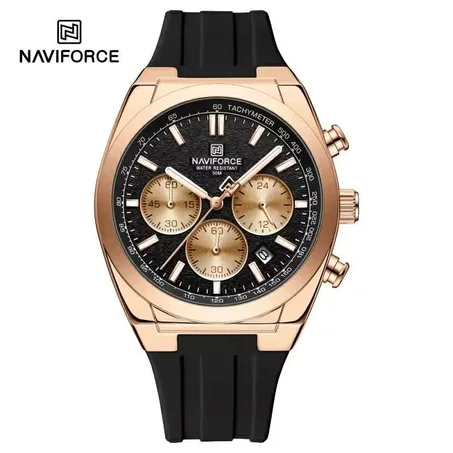 ساعة NAVIFORCE  Fashion Trend للرجال كوارتز بحزام من السيليكون مقاومة للماء