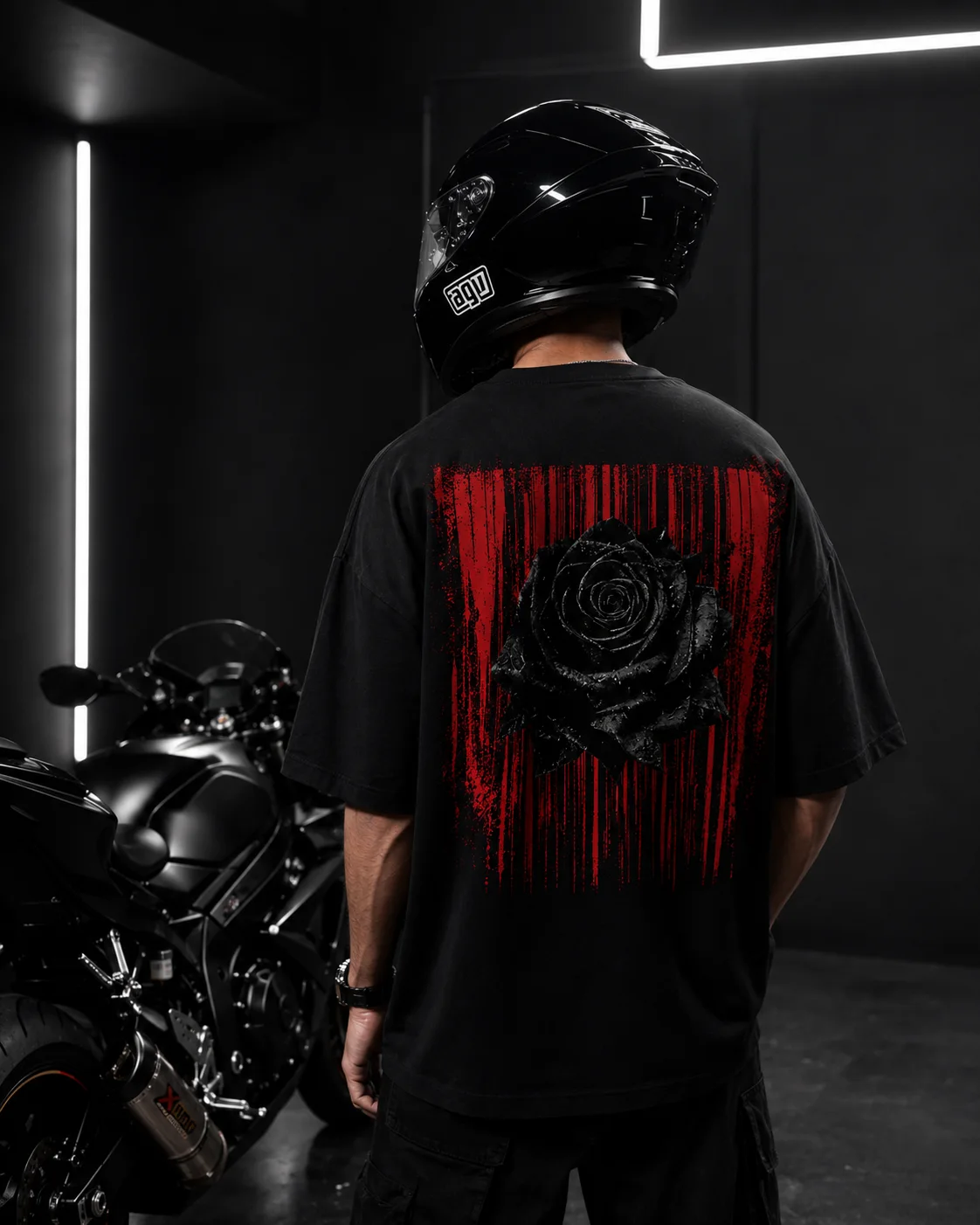 CURSED  — BLACK ROSE OVERSIZED T-SHIRT