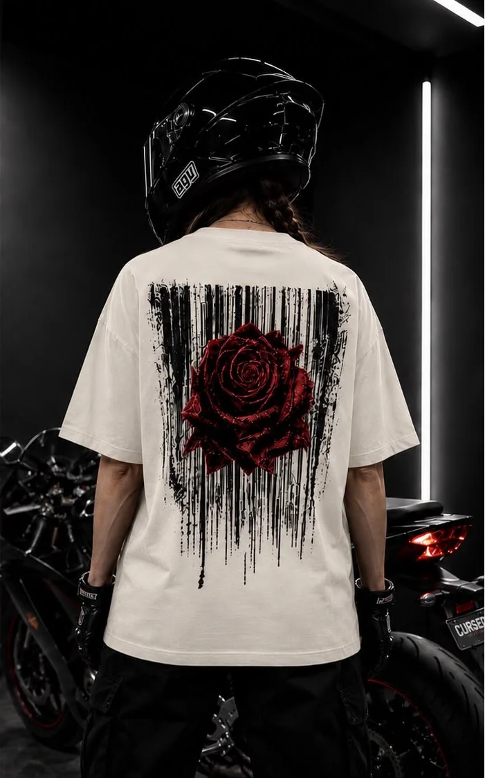 CURSED  —  RED ROSE OVERSIZED T-SHIRT
