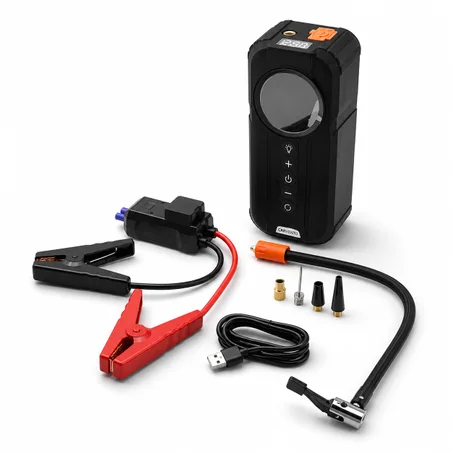 جهاز تشغيل السيارة ومضخة هواء محمولة 4 في 1 (Jump Starter + Air Compressor + Power Bank + Flashlight)
