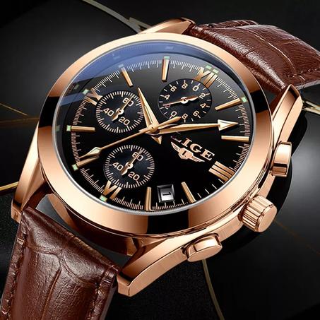 Montre LIGE CUIR MARRON