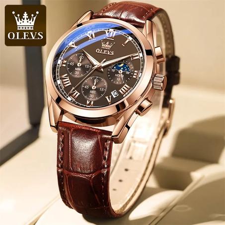 Montre OLEVS 2871 CUIR BROWN BLACK