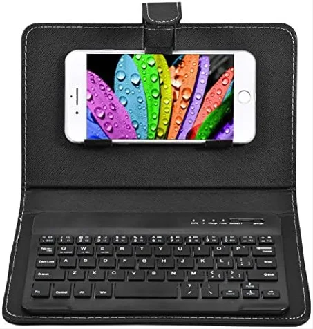 Clavier Bluetooth Mobile/Tablette avec Housse en Cuir de Protection