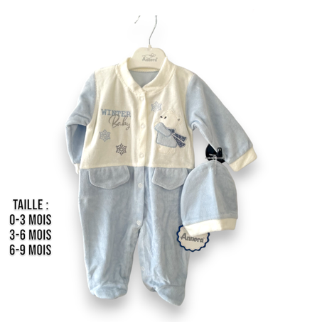 Grenouillère  + Bonnet Unisexe Pour Hiver