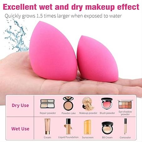 Foonbe 3Pcs Soft Makeup Sponges Set for Liquid Foundation, Cream, and Powder | Latex Free Blender Beauty Sponge | Durable Foundation Puff | Dry & Wet Use Make up Sponges for Face, Beauty Gift