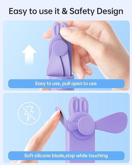 Portable Handheld Fan, Personal Mini Fan - Hand Held Fan, LED Display, USB Rechargeable Small Travel Fan with Portable Charger, Cute Lash Eyelash Pocket Fan for Women, Girls