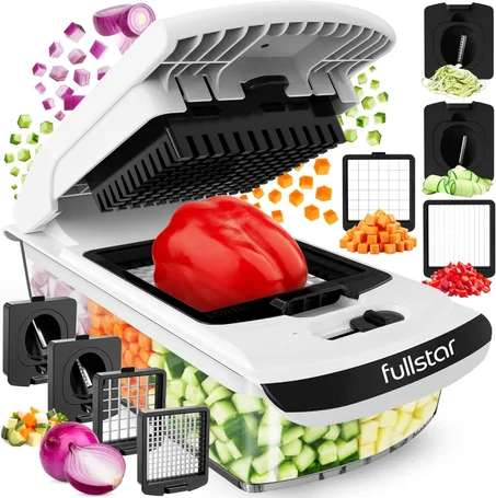 Fullstar The Original Pro Chopper - Picador de verduras y espiralizador, picador de alimentos con recipiente, rebanador de frutas, utensilios de cocina y regalos, artículos esenciales para el