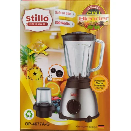 Stillo Blender +Mini hachoir  600W Capacité 1.5L  Moteur puissant économie d'énergie