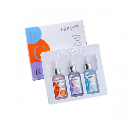 دكتور راشيل طقم سيروم الوجه الكامل 3*1 فيتامين سي ، النياسيناميد ، حمض الهيالورونيك - 1616