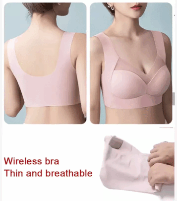 Xysaqa Women's Full Figure Wireless Bra, Comfy Support & Lift Wire-Free  Bras, Widening Side Push Up Stretch T-Shirt Bra for Everyday Wear S-3XL