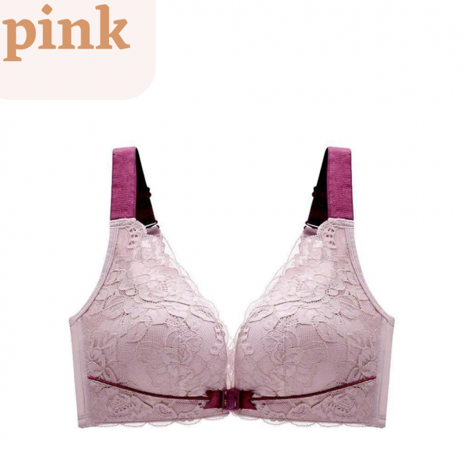 3pcs/Set Lace Splicing Front Buckle Closure Wireless Push Up Bra With  Anti-Sagging Function