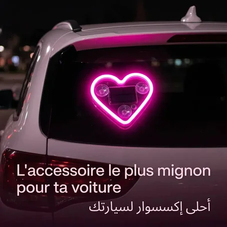 Coeur Néon LED Solaire pour Voiture