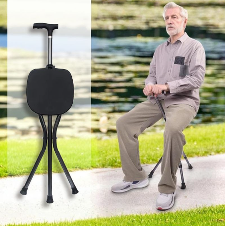 عكاز و كرسي محمول قابل للطي