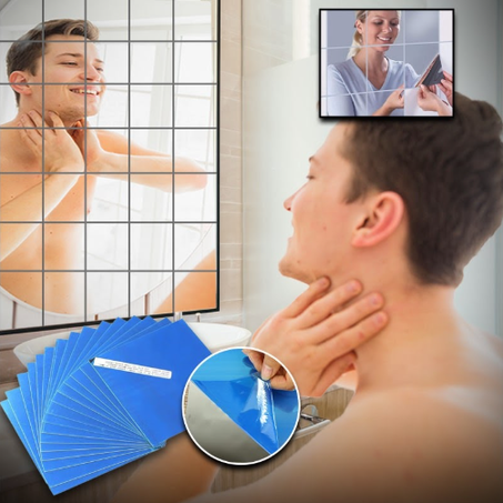 مرآة حائط ذاتية اللصق (16 قطعة)