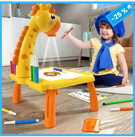 مكتب رسم للأطفال مع جهاز عرض (أصفر)