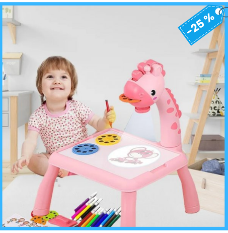 مكتب رسم للأطفال مع جهاز عرض (وردي)