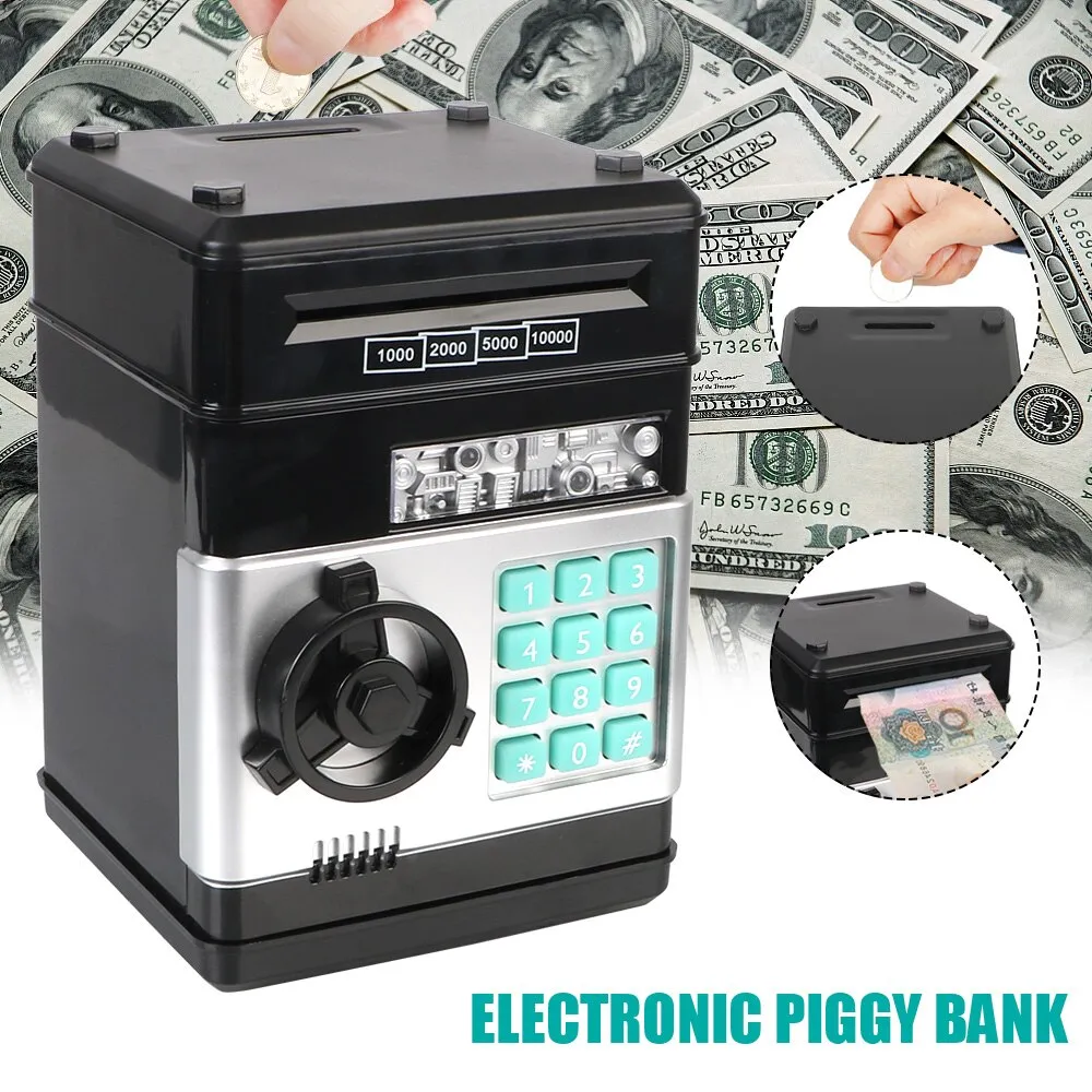 Electronic Piggy Bank: Mini Safe with Automatic Coin and Cash Saving, Password Protected, Counter, Code Key Lock - Perfect Children