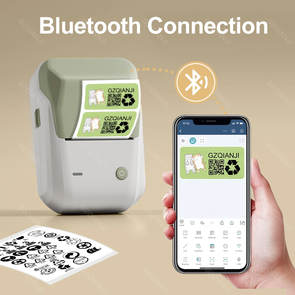 B1 Etikettendrucker, tragbarer Taschenetikettendrucker, Bluetooth-Thermodruck, selbstklebende Aufkleber-Etikettiermaschine