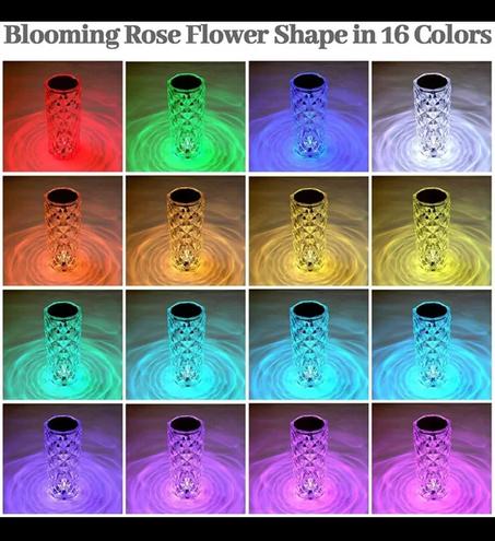 مصباح طاولة كريستالي- ماسي بأضواء LED ليلية مزخرفة