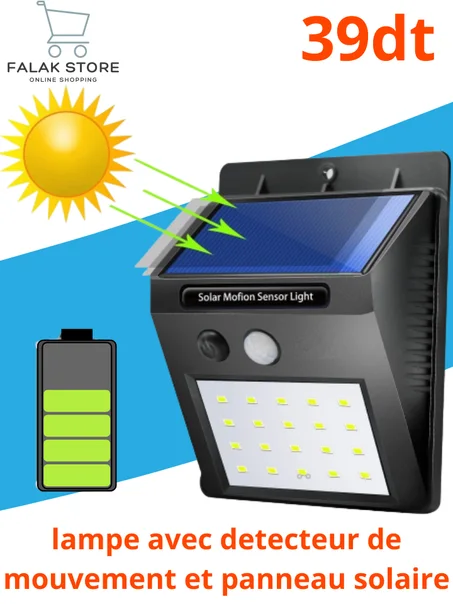 lampe avec détecteur de mouvement et un panneau solaire