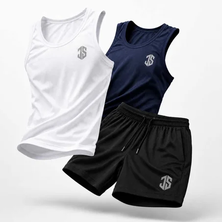 PACK 2 DEBARDEUR (BLUE + BLANC)  + SHORT