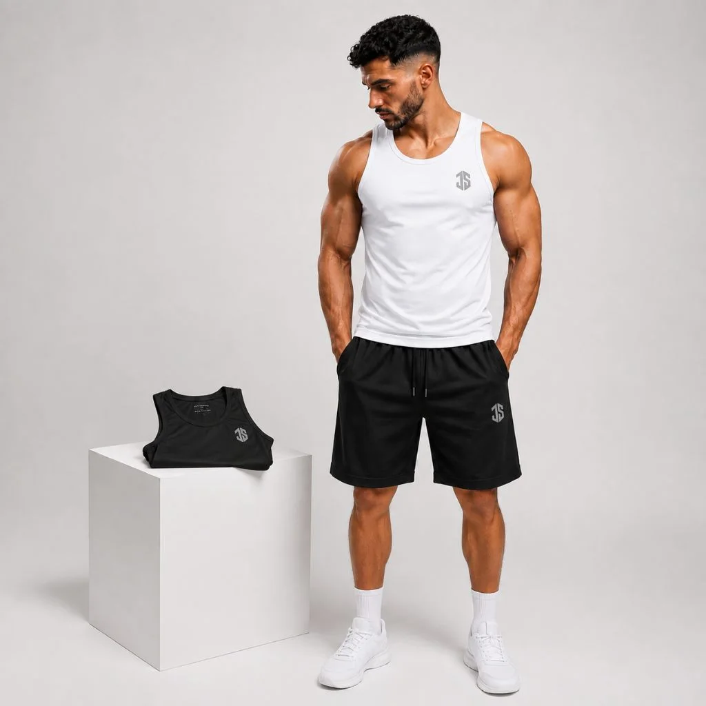 PACK 2 DEBARDEURS(NOIR+BLANC) + SHORT