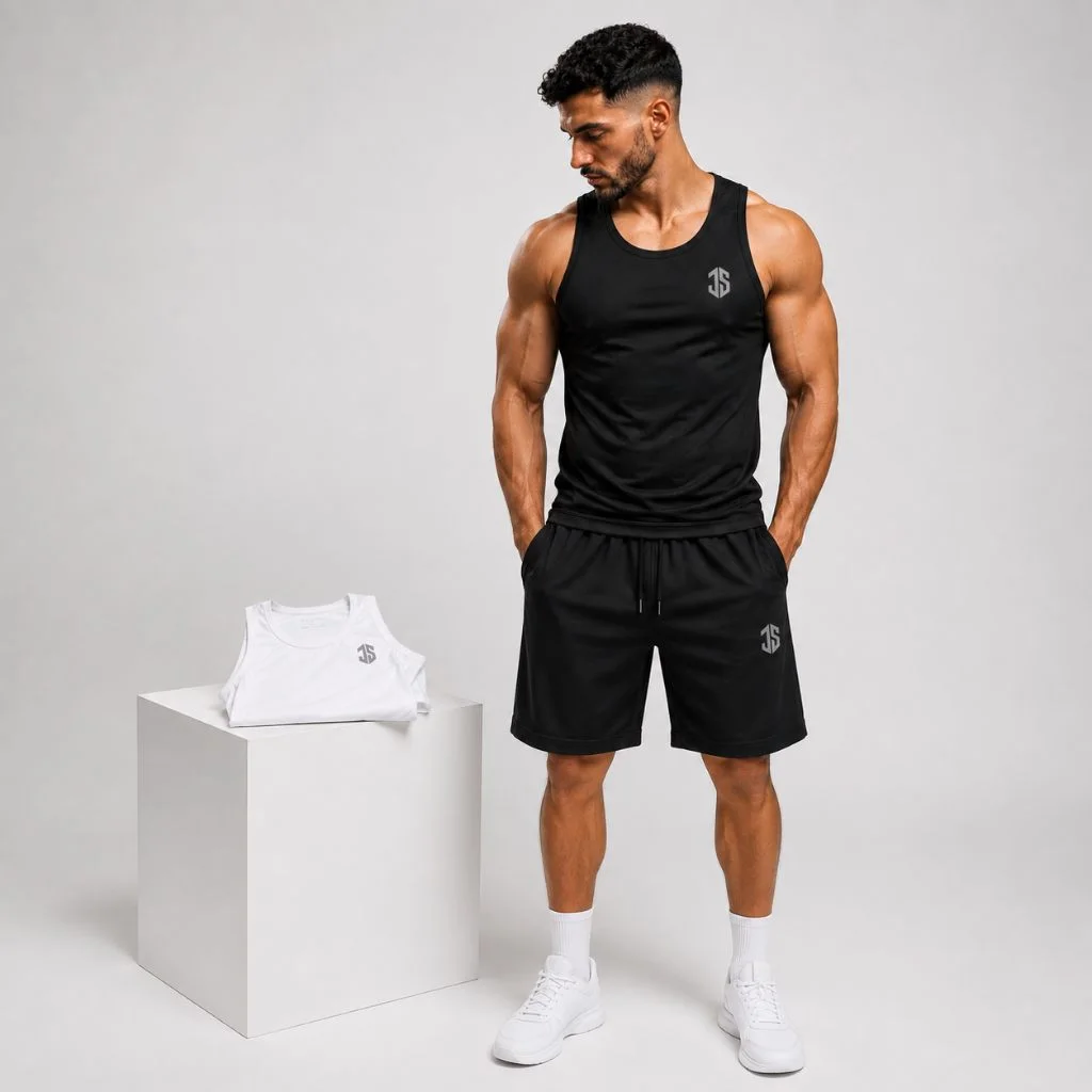 PACK 2 DEBARDEURS(NOIR+BLANC) + SHORT