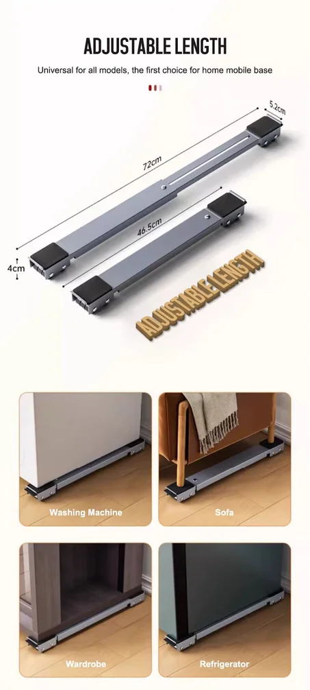 Support Mobile Réglable pour Machine à Laver, Réfrigérateur, Canapé ...