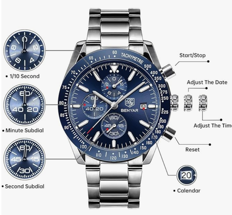 ساعات BY BENYAR هدية أنيقة للرجال، حزام أبيض برونزي