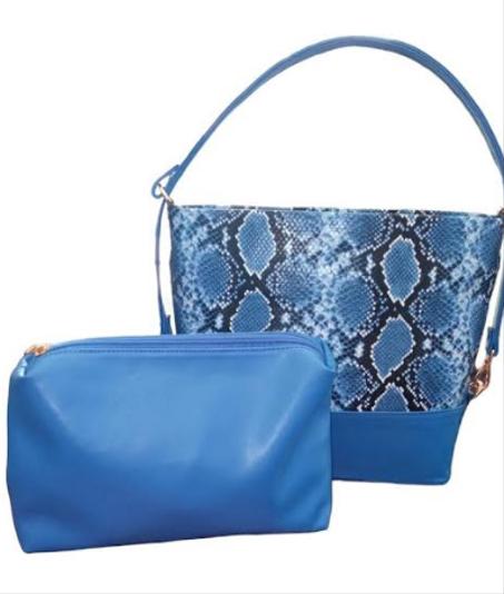 SAC MARTINA SERPENT BLEU AVEC POCHETTE