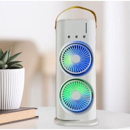 مروحة كهربائية صغيرة عبر الحدود مع وظيفة تبريد الرش، مروحة تكييف هواء محمولة للاستخدام المنزلي لسطح المكتب مع مصباح LED