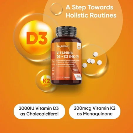 Vitamine D3 2000UI + K2 Weightword- 365cp