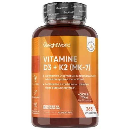 Vitamine D3 4000 UI + K2 Weightworld -1year supply☀️