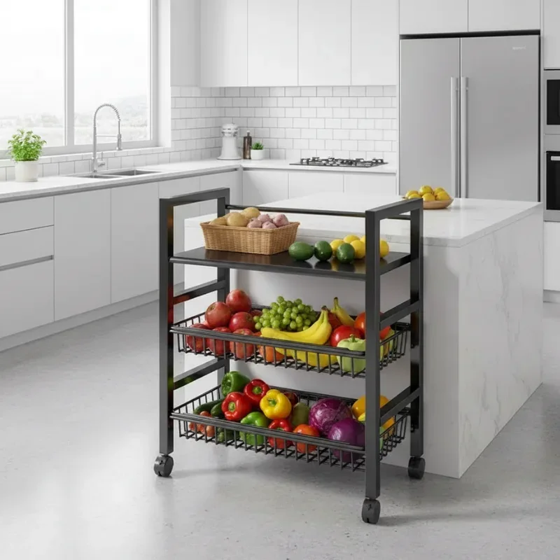 Meuble de rangement à paniers à 3 étages