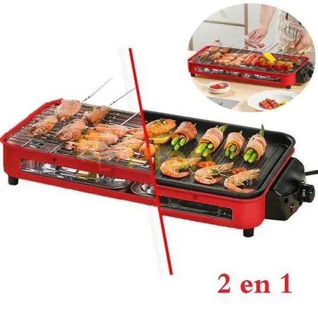 Technoswiss Barbecue électrique 2en1 antiadhésive sans fumée Planche Grillade