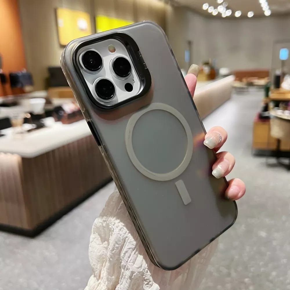 Coque transparente wireless pour iPhone avec support d’objectif d’appareil photo